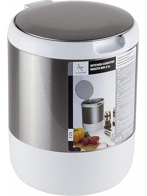 Braventa Collection Pasifik Kapaklı Çöp Kovası, 3 Lt, 15.5X20 Cm, Beyaz