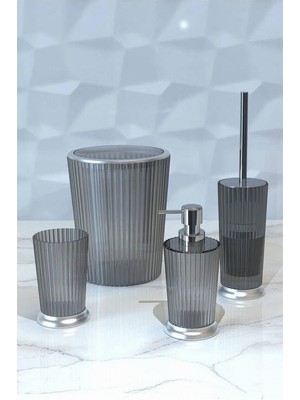 Braventa Collection MSAS0825MGNELY 4lü Banyo Seti, Şeffaf Mat Gümüş Kaplama