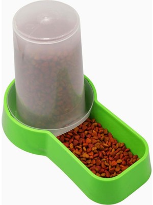 Braventa Collection Hazneli Plastik Kedi-Köpek Mama ve Su Kabı 1,5 Lt Kare Yeşil