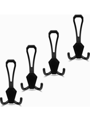 Braventa Collection BADEM10 Nobel Portmanto Vestiyer Duvar Askısı Siyah Dolap Elbise Askılığı (4 Adet)