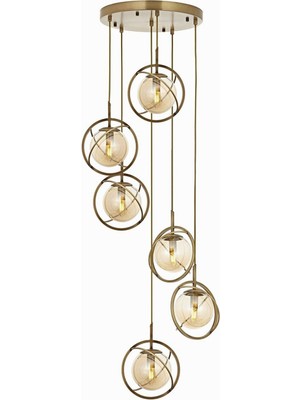 Braventa Collection AV-60291-6ET Eskitme Kaplama Modern Avize E14 Metal Cam 40CM