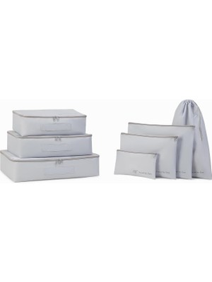Braventa Collection Ocean Home Textile 7'li Yıkanabilir Gri Renk Paraşüt Kumaş Bavul Içi Düzenleyici Set