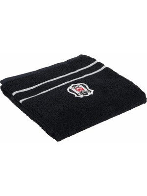 Braventa Collection Beşiktaş Arma Lisanslı DÜZ%100 Pamuk Yüz Havlusu, Siyah, 50X90 cm