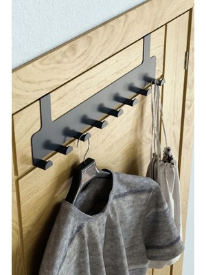 Braventa Collection Orret Home Metal Mat Siyah Kapı Arkası Askılık – 8 Kancalı Amerikan Tipi Organizer Askı, Banyo ve Od