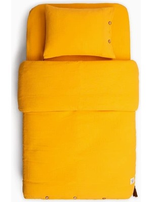 Braventa Collection Funnababy Muslin 2'li Nevresim Seti, Marigold, Hardal, 100 x 150 cm