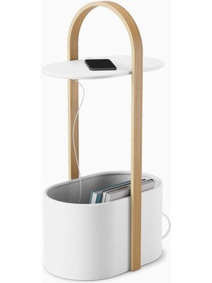 Braventa Collection Umbra Depolama ve Kablo Yönetimli Bellwood Yan Sehpa, Beyaz 9.5" x 13.7" x 27"