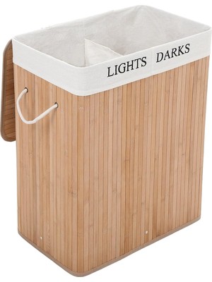 Braventa Collection Orret Home Doğal Bambu Katlanabilir Kirli Çamaşır Sepeti, Yıkanabilir Çıkarılabilir Astar Torbalı, S