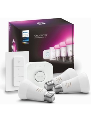 Braventa Collection Huewca 9-75W Renkli Akıllı Başlangıç Seti 3'lü Kumandalı E27 Bluetooth Özellikli