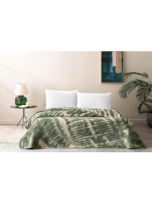 Braventa Collection Vivien DESENLI%100 Pamuk Pamuk Battaniye, Haki, Tek Kişilik