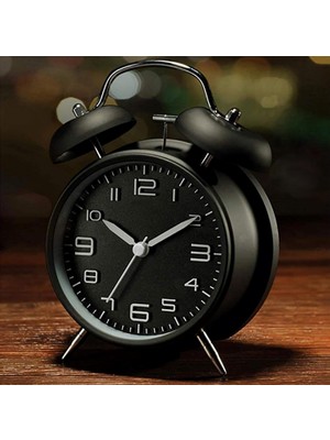 Braventa Collection Valkyrie Sessiz Akar Saniyeli 16CM Alarm Masa Çalar Saat Yüksek Zil Sesi Büyük Boy Siyah