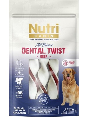 Braventa Collection Nutri Canin Dental Twist Sığır Etli Köpek Ödülü S-M 80 gr
