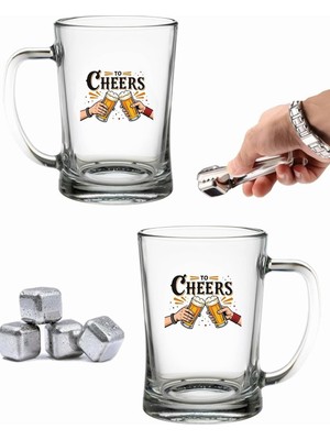 Braventa Collection Odi Home 2 Adet Büyük Boy Renkli Baskılı Cam Bira Bardağı 600 ml