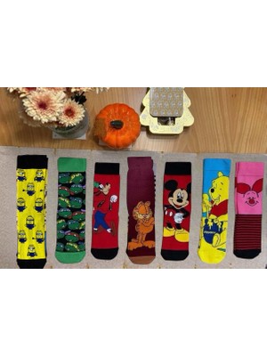 Al Bi 90Lık 7'li Set Çizgi Film Karakter Desenli Renkli Pamuklu Çorap