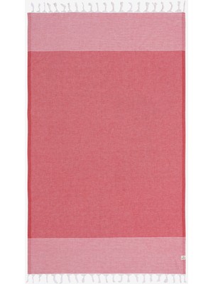 Barine Deep Çizgili Pamuk Peştemal Kırmızı