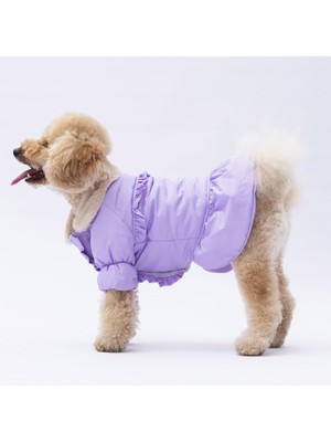 Braventa Collection Pawstar Lila Polarlı Su Geçirmez Küçük Irk Köpek Yağmurluğu (L)