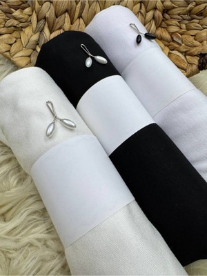 Moda Nokta 3'lü Penye Düz Şal-Siyah-Beyaz-Ekur