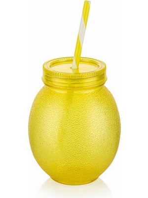 Braventa Collection Akrilik Limon Pipetli Bardak 650ML [1 Adet] | Ferahlatıcı ve Renkli 650ML Akrilik Limon Pipetli Bard