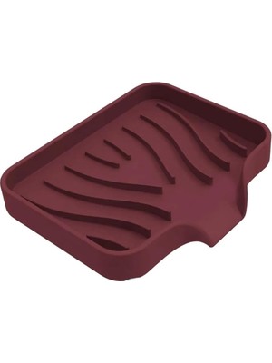 Braventa Collection Silikon Mutfak, Banyo Su Giderli Vantuzlu Esnek Sabunluk Bordo Renk