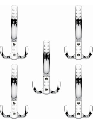 Braventa Collection BADEM10 5 Adet Noktalı Portmanto Vestiyer Dolap Mobilya Kapak Askısı Zamak Krom Askı 14 cm