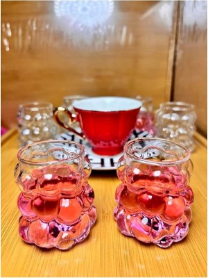Braventa Collection 6 Lı Boncuk Üzüm Sunum Bardağı Espresso Bardağı Dekoratif Kahve Yanı Üzüm Bardak Shot Bardağı 6 Adet