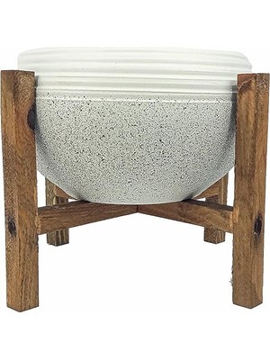 Braventa Collection Bitki Tasarımı Ev Dekorasyon Beyaz Granit Küp Aranjman Saksı Saksılık Salon Çiçeklik 4 Ayaklı