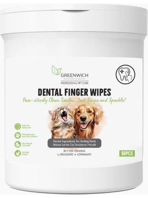 Braventa Collection Greenwich Bitkisel Içerikli Kedi Köpek Diş Mendili 50 Adet | Tartar, Ağız Kokusu Giderici | Diş Beya