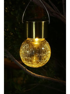 Braventa Collection Solar Bahçe Lambası, Kırık Cam Desenli Kristal Top, Sarı Işık, 200 Mah, Güneş Enerjisi Ile Şarj Olur