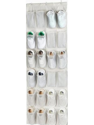 Braventa Collection Kapı Arkasına Takılabilen 24 Gözlü Kumaş Organizer Düzenleyici, Ev Için Pratik Terlik Eşya Temizlik