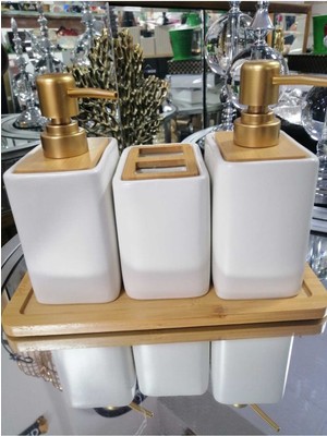 UltraMint Bambu Standlı Sıvı Sabunluk ve Diş Fırçalık Seti