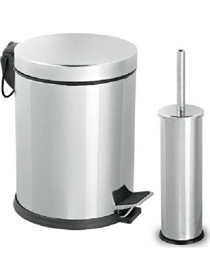 UltraMint 5 Lt Micro Pedallı Çöp Kovası ve Micro Wc Fırçalık, Şık ve Dayanıklı