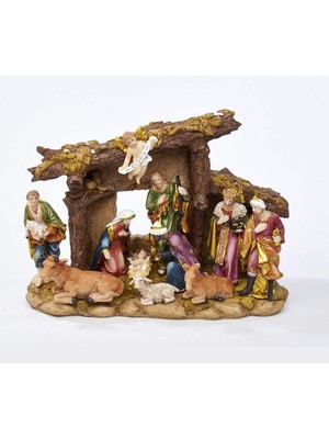 Braventa Collection Kurt S. Adler Reçine Stabil-11 Parça Kurt Adler Doğum Seti, Figürler, Kahverengi, 11 Parça