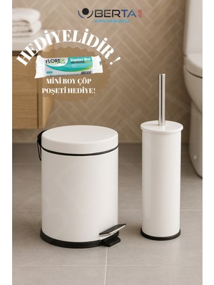 UltraMint Mini Banyo Seti: Çöp Kovası ve Tuvalet Fırçası, Hediyeli