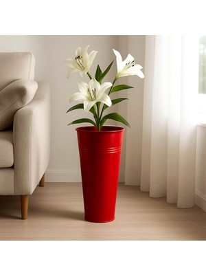 Braventa Collection Modern Metal Şemsiyelik, 40 cm Yükseklik, Kırmızı, Silindirik Tasarım