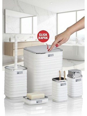 UltraMint Beyaz Krom Dalgalı Desenli 5'li Banyo Seti, Şıklık ve Fonksiyonellik