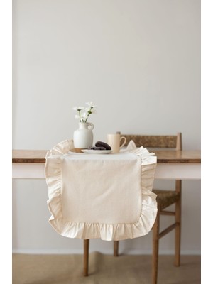 Braventa Collection Rufle | Fırfırlı Keten Runner 40 x 110 cm (Bej)