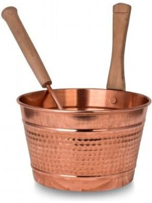 UltraMint Bakır Sauna Kovası ve Kepçesi, Sağlıklı ve Şık Sauna Aksesuarı