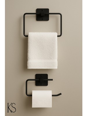 UltraMint Pratik Siyah Kare Havluluk, Banyo ve Tuvalet Için Şık Askı Seçeneği