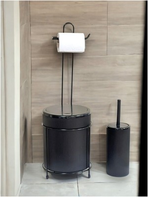 UltraMint Modern Wc Kovalı Tuvalet Fırça ve Kağıtlık Seti, Şık ve Fonksiyonel Tasarım