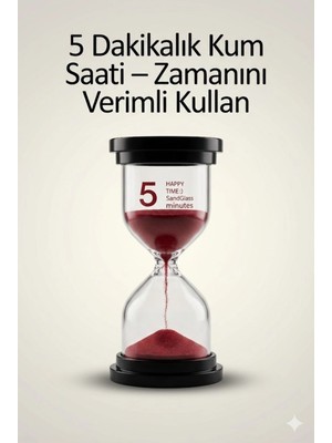 Mey İthalat 5 Dakikalık Kum Saati Zamanlayıcı – Kırmızı Dekoratif Masa Saati 4 Renk Seçeneği
