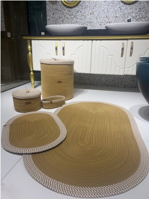 UltraMint Jüt Hasır Banyo ve Dekor Seti, Çamaşır, Paspas, Makyaj ve Kirli Sepeti