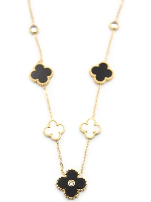 Remstdrk Taşlı Yonca Kolye - Altın