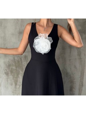 Boncukcu Abla Tül Gül Çiçek Broş Büyük Boy 25 cm