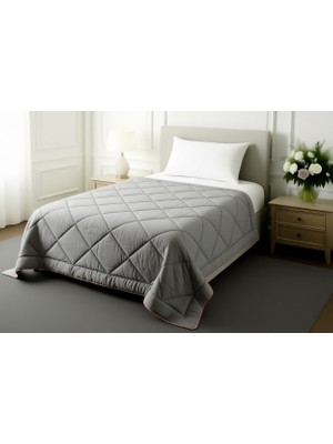 Mona Yatak Pollycotton Çift Taraflı Desenli Yorgan Çift Kişilik 195X215 cm - 300 gr - Gri Cappucino