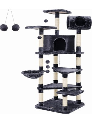 Braventa Collection Feandrea Xxl Tırmanma Direği Kediler Için Çoklu Seviyeli Tırmanma Direği, 165 Cm, Duman Grisi