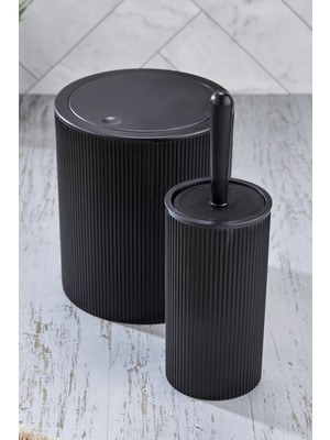 UltraMint Modern Yuvarlak Banyo Seti: Çöp Kovası ve Wc Fırçası Kombini