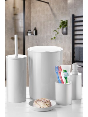 UltraMint Şık 5'li Banyo Seti - Beyaz, Modern ve Kullanışlı Tasarım