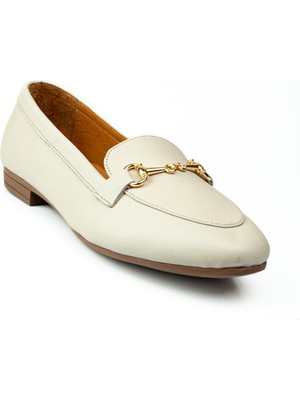 Moda Arena 102 Gri Deri Kadın Babet