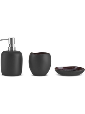 UltraMint Şık Siyah 3 Parça Banyo Aksesuar Seti, Modern ve Fonksiyonel Tasarım