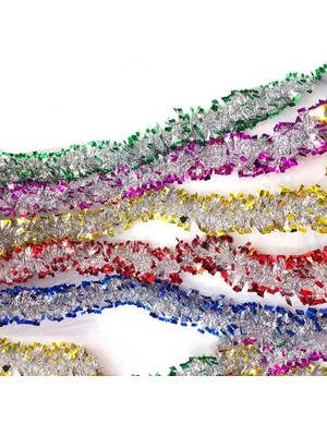 Üreticiniz Ashwork Mavi Gümüş Renk 4 cm Genişlik Garland Çift Renk Sim Süs 180 cm 587455