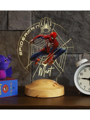 Braventa Collection Spiderman Örümcek Adam Spider Man Figürlü Kişiye Özel Gece Lambası, 3D LED Lamba, Spider-Man Erkek Ç